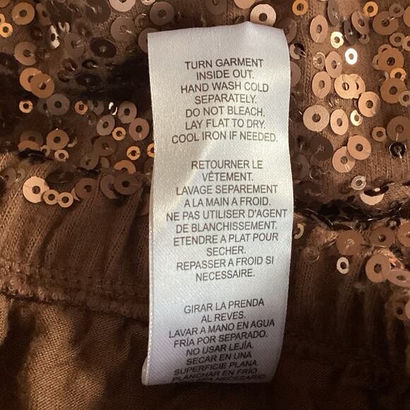 Splendid Collection Copper Bronze Metallic Brown Sequin Tapered Pant S - Picture 9 of 9